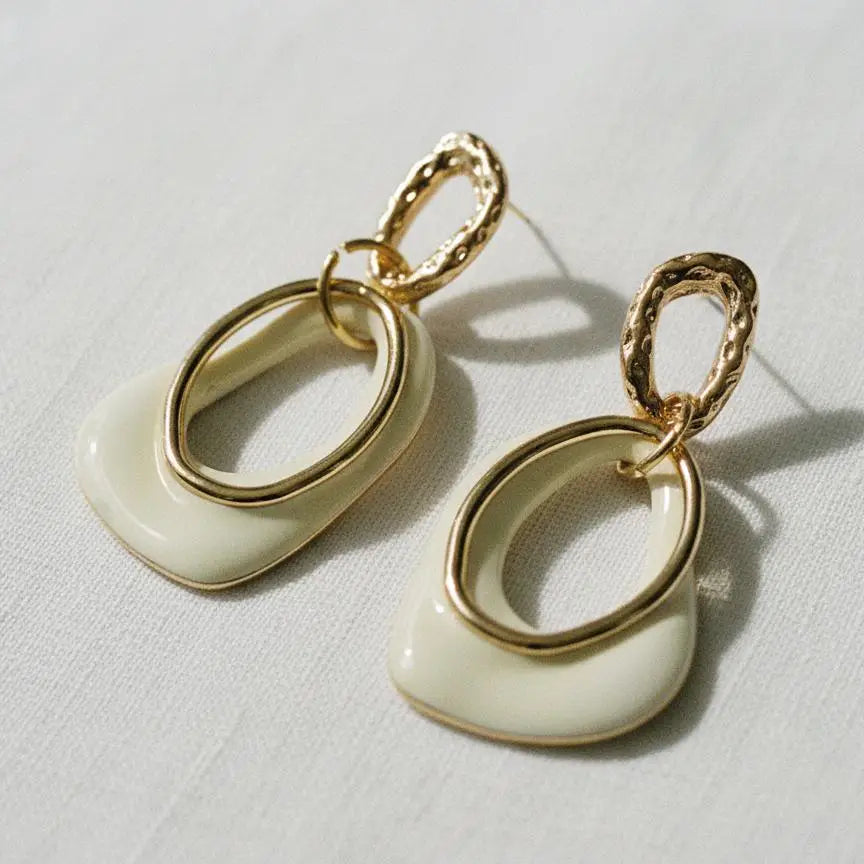 Double Link Oval Drop Earrings