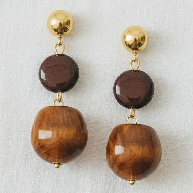 Retro Caramel Drop Earrings