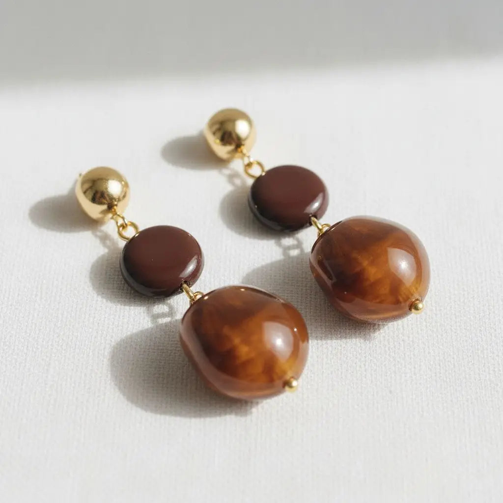 Retro Caramel Drop Earrings