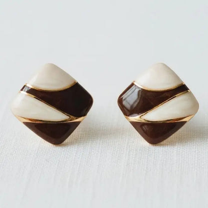 Two-Tone Geometric Stud Earrings