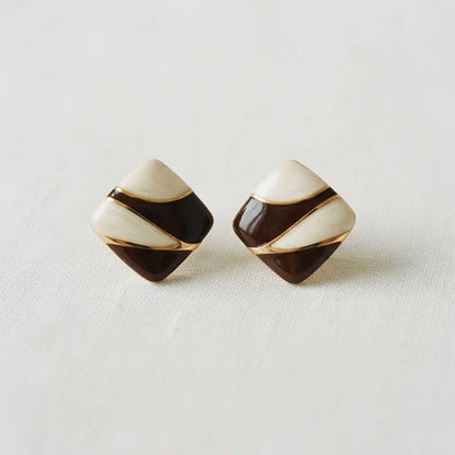 Two-Tone Geometric Stud Earrings