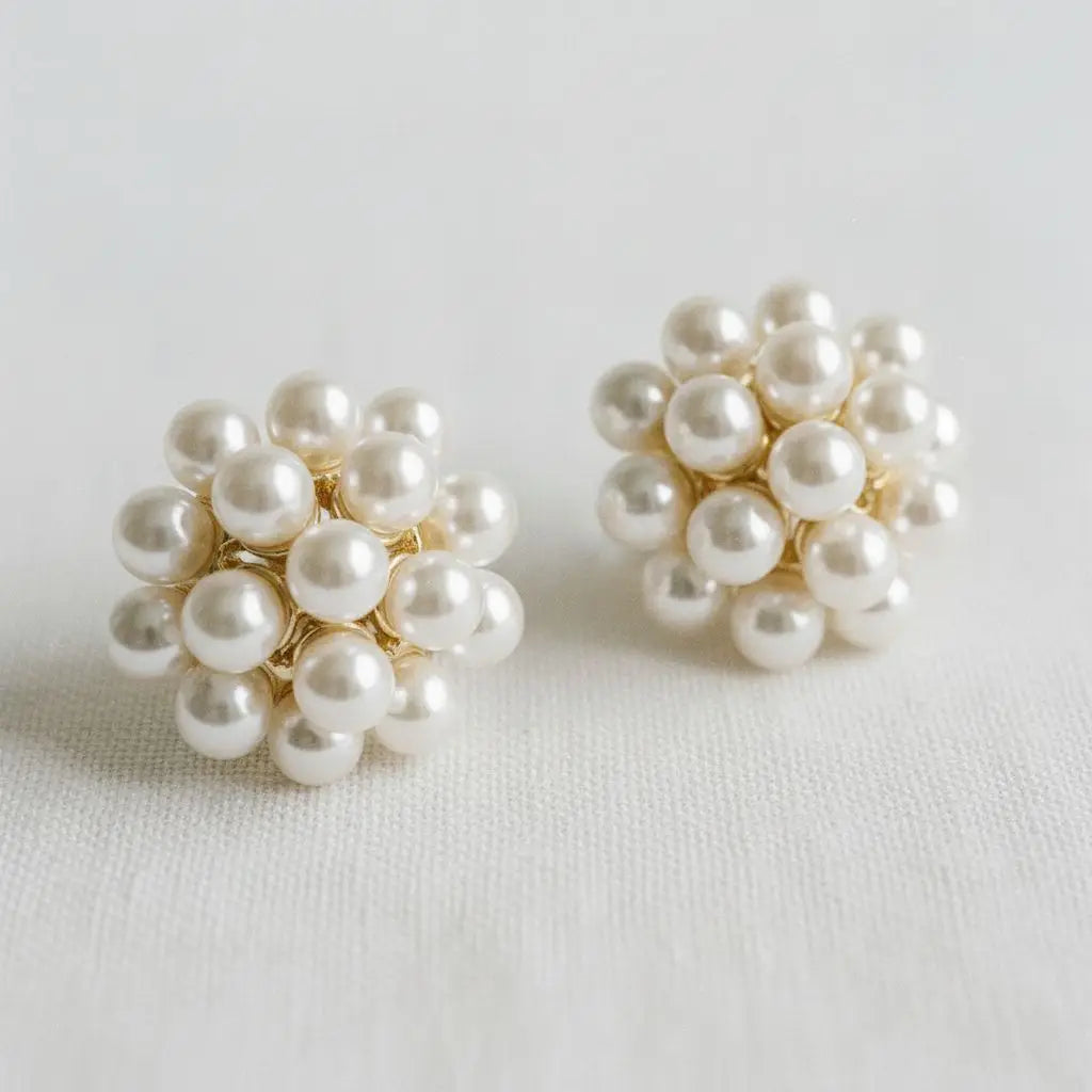 Pearl Cluster Stud Earrings