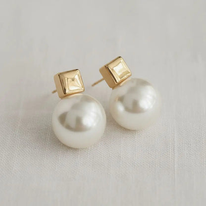 Classic Gold Pearl Stud Earrings