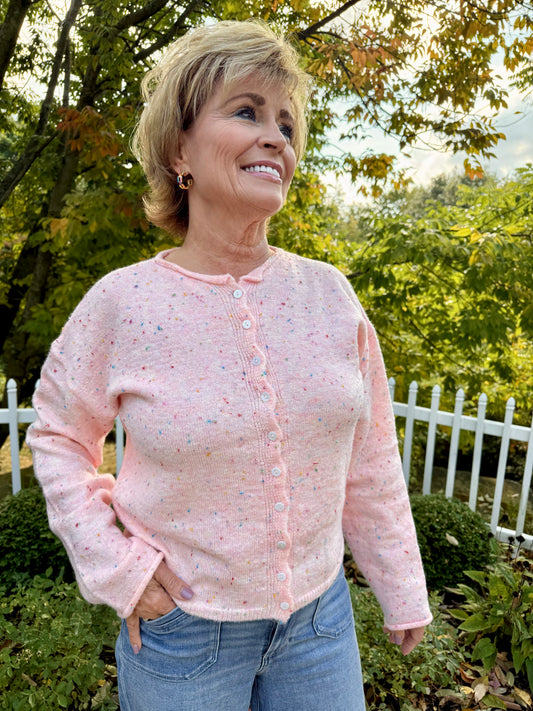 Funfetti Pink Button-Down Cardigan