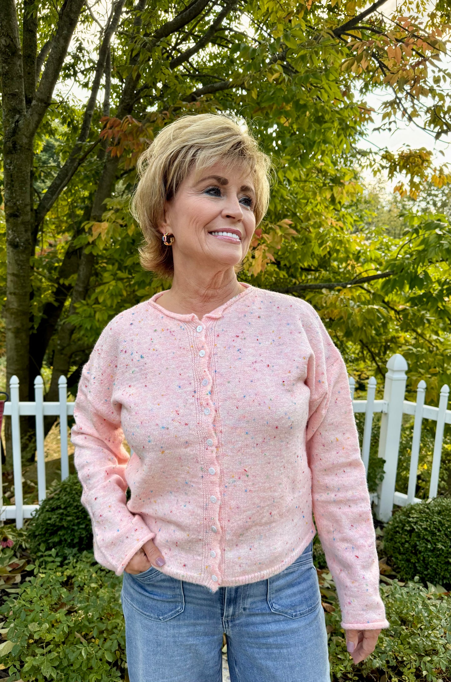 Funfetti Pink Button-Down Cardigan