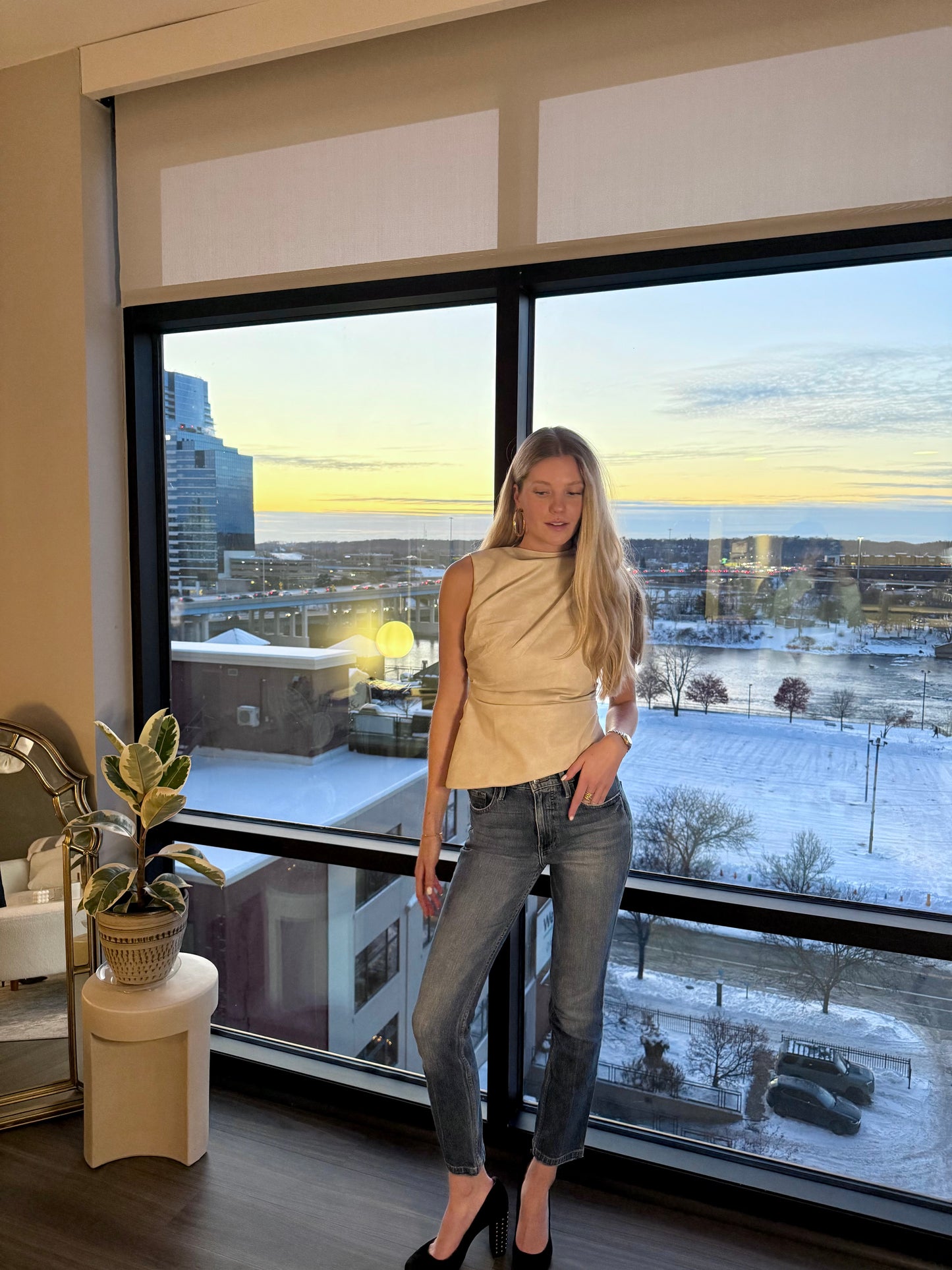 Asymmetrical Leather Top