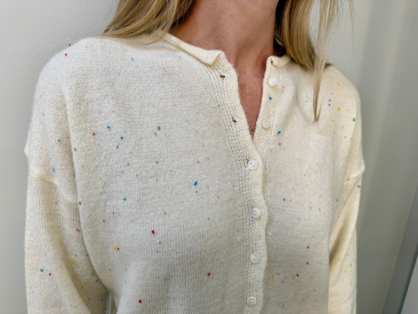 Funfetti Cream Button-Down Cardigan
