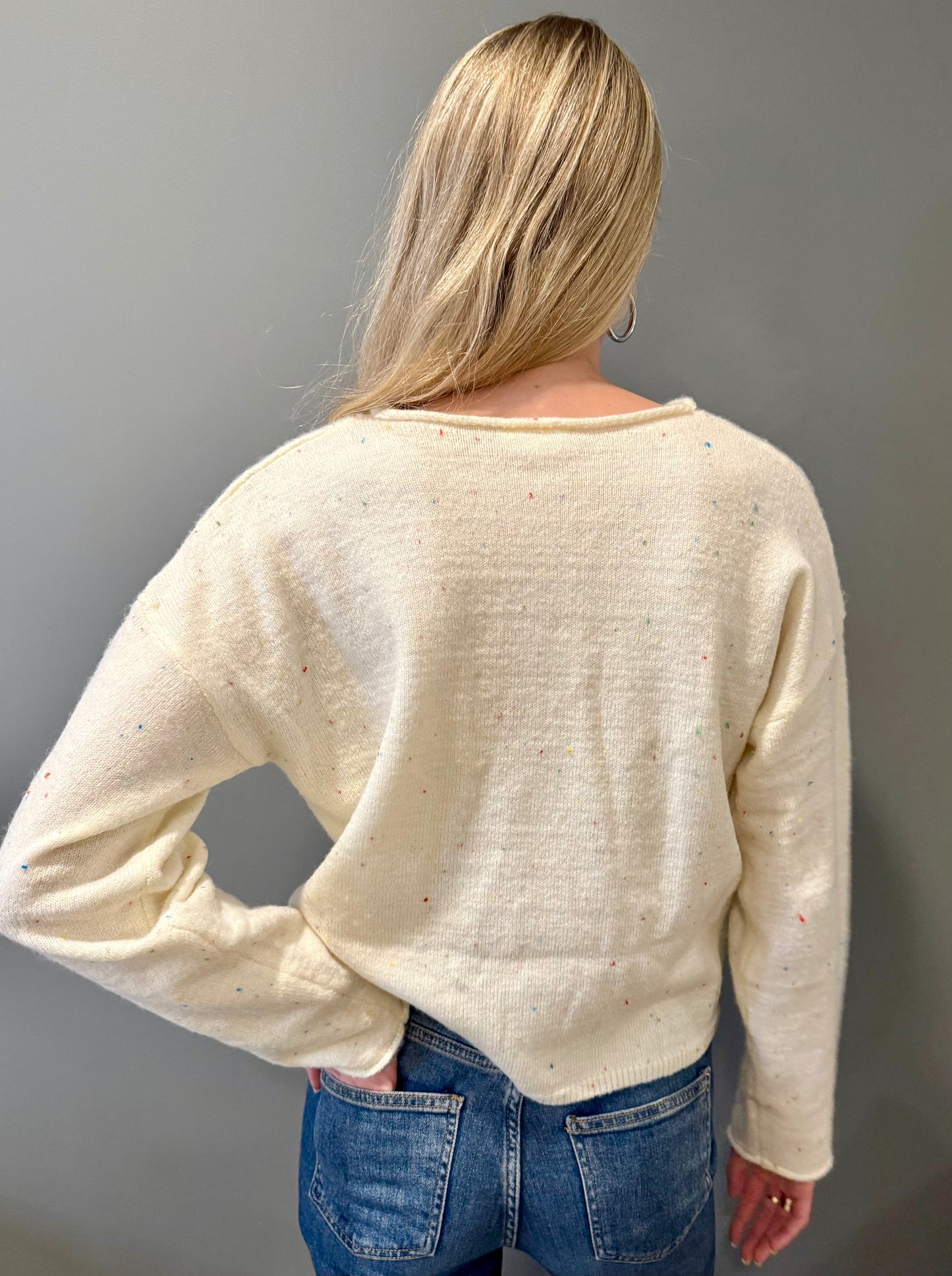 Funfetti Cream Button-Down Cardigan