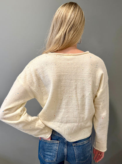 Funfetti Cream Button-Down Cardigan