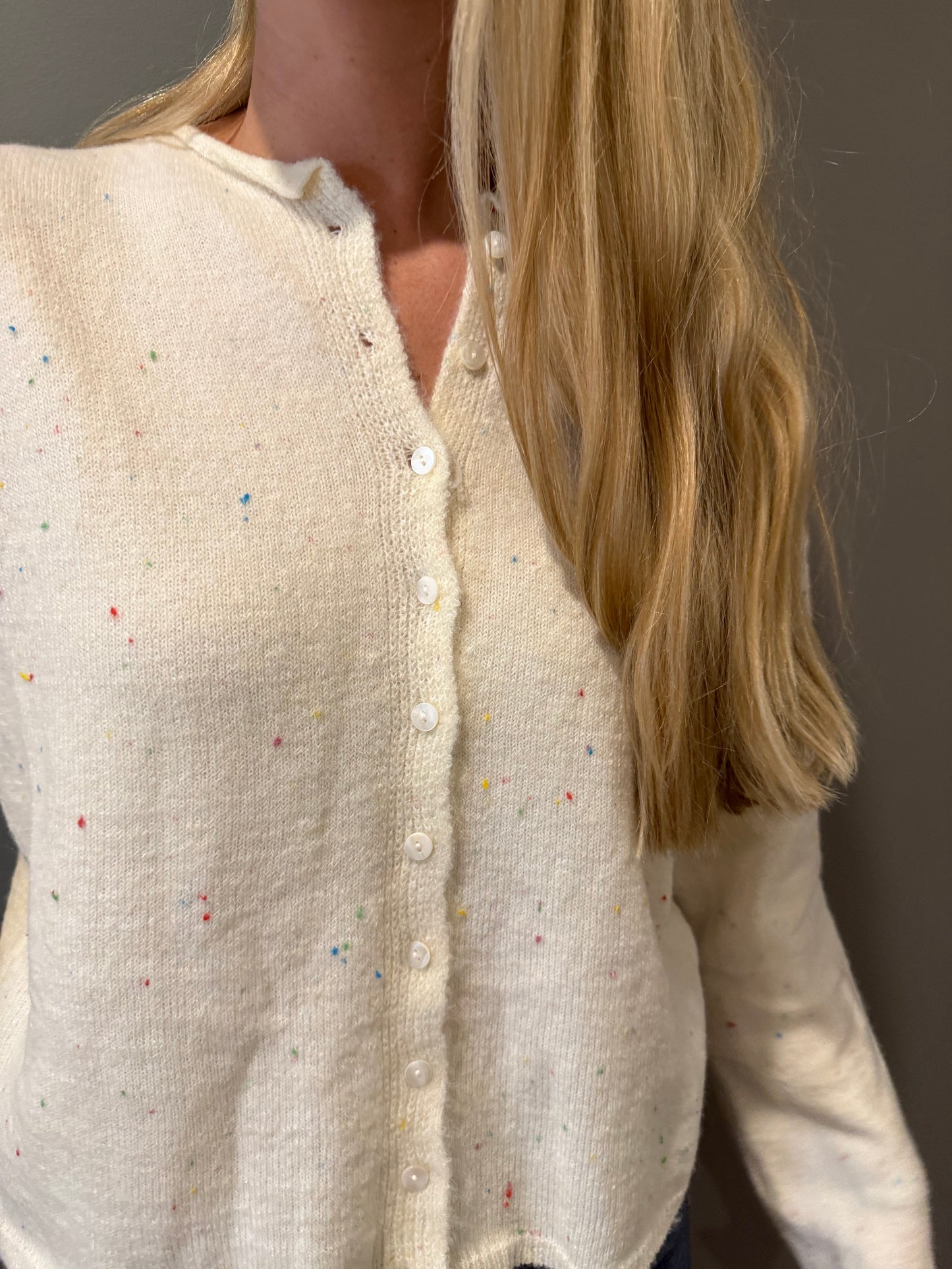 Funfetti Cream Button-Down Cardigan