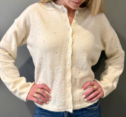 Funfetti Cream Button-Down Cardigan