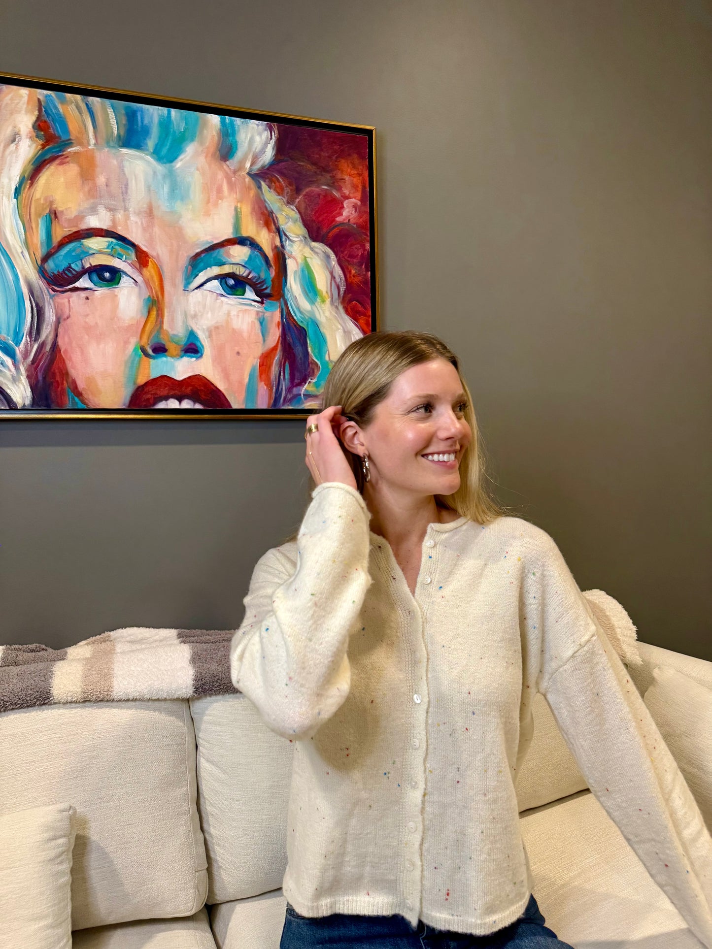 Funfetti Cream Button-Down Cardigan