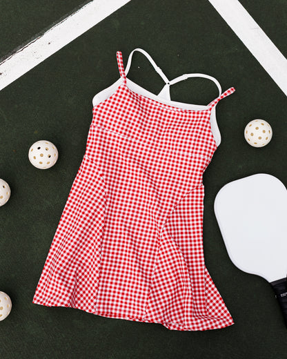Layered Athletic Dress – Red Gingham