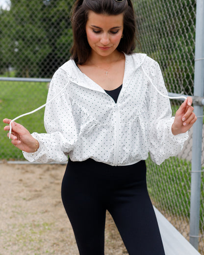 Polka Dot Windbreaker Jacket – Black/White