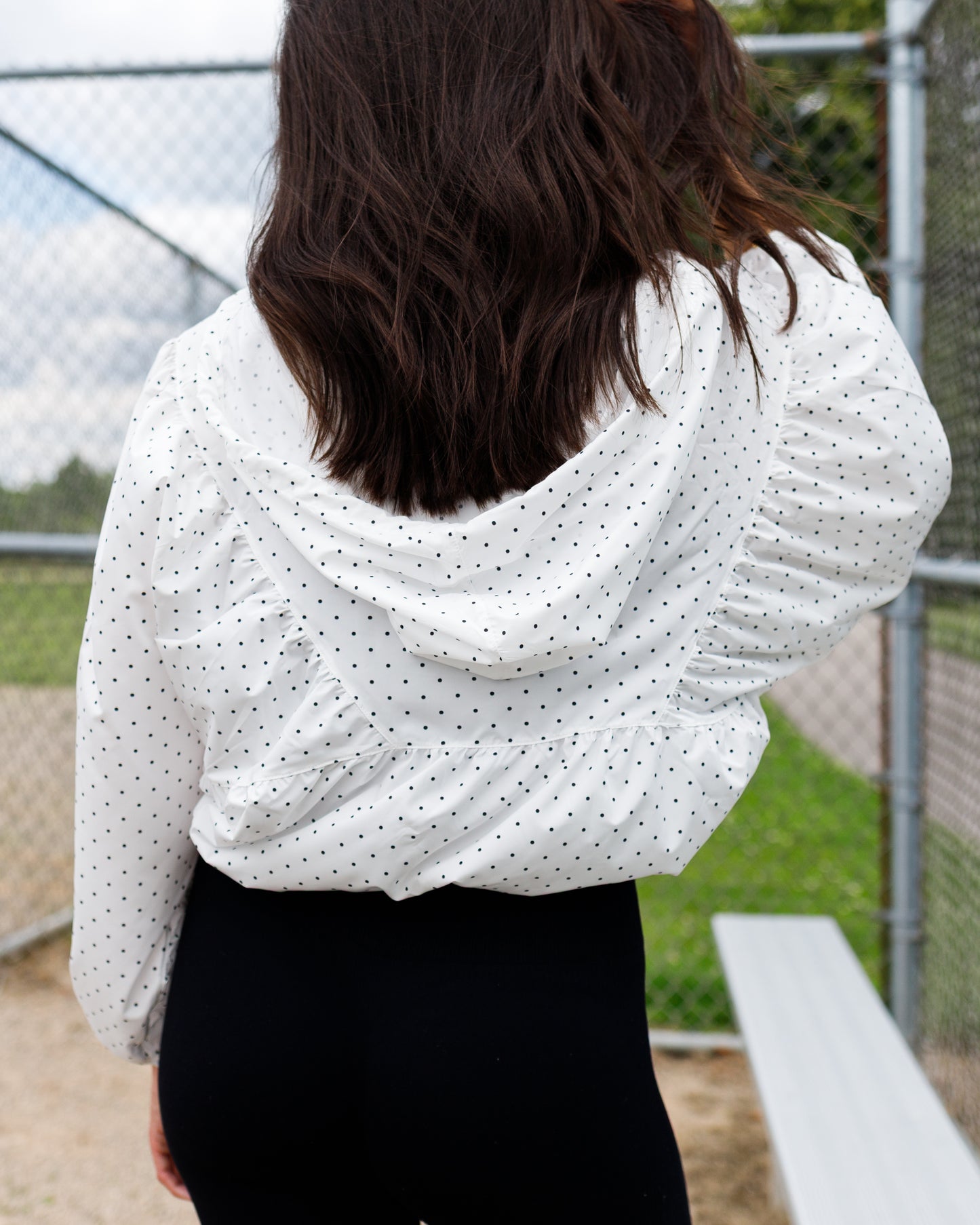 Polka Dot Windbreaker Jacket – Black/White