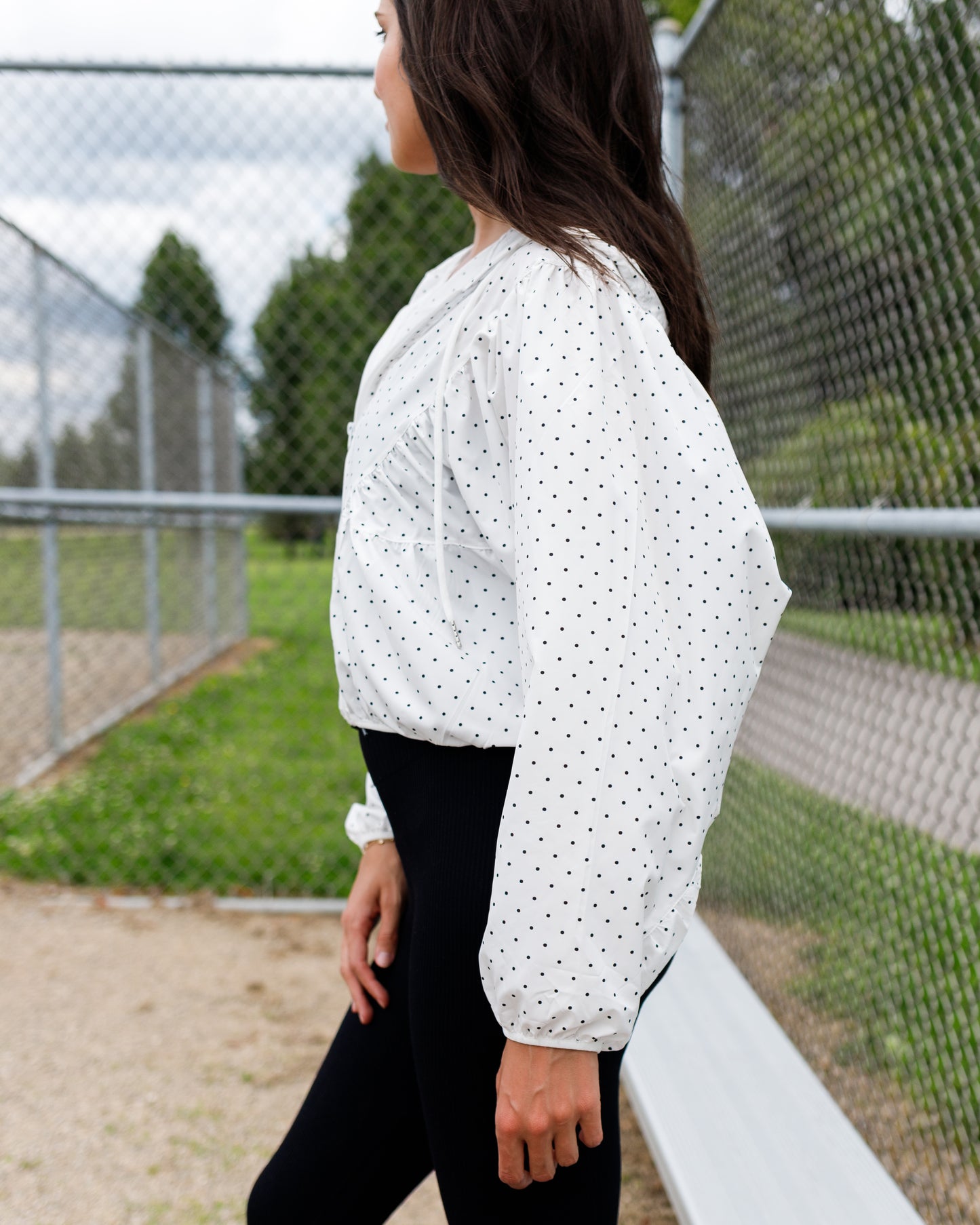 Polka Dot Windbreaker Jacket – Black/White