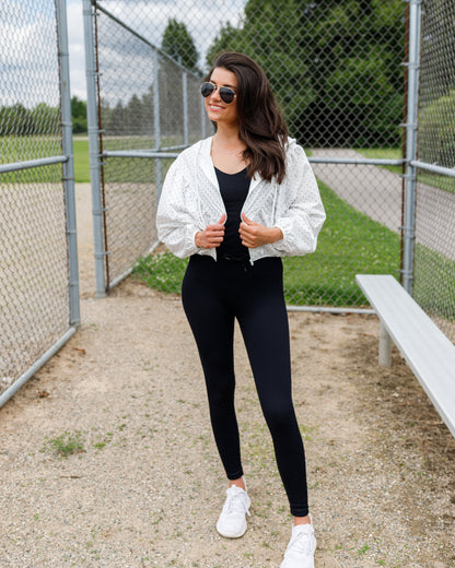Polka Dot Windbreaker Jacket – Black/White
