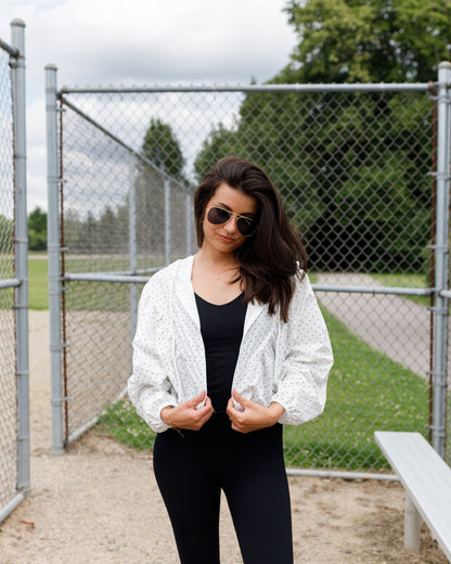 Polka Dot Windbreaker Jacket – Black/White