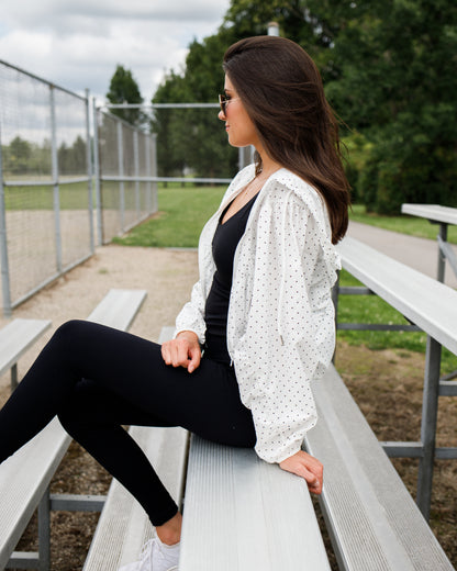 Polka Dot Windbreaker Jacket – Black/White