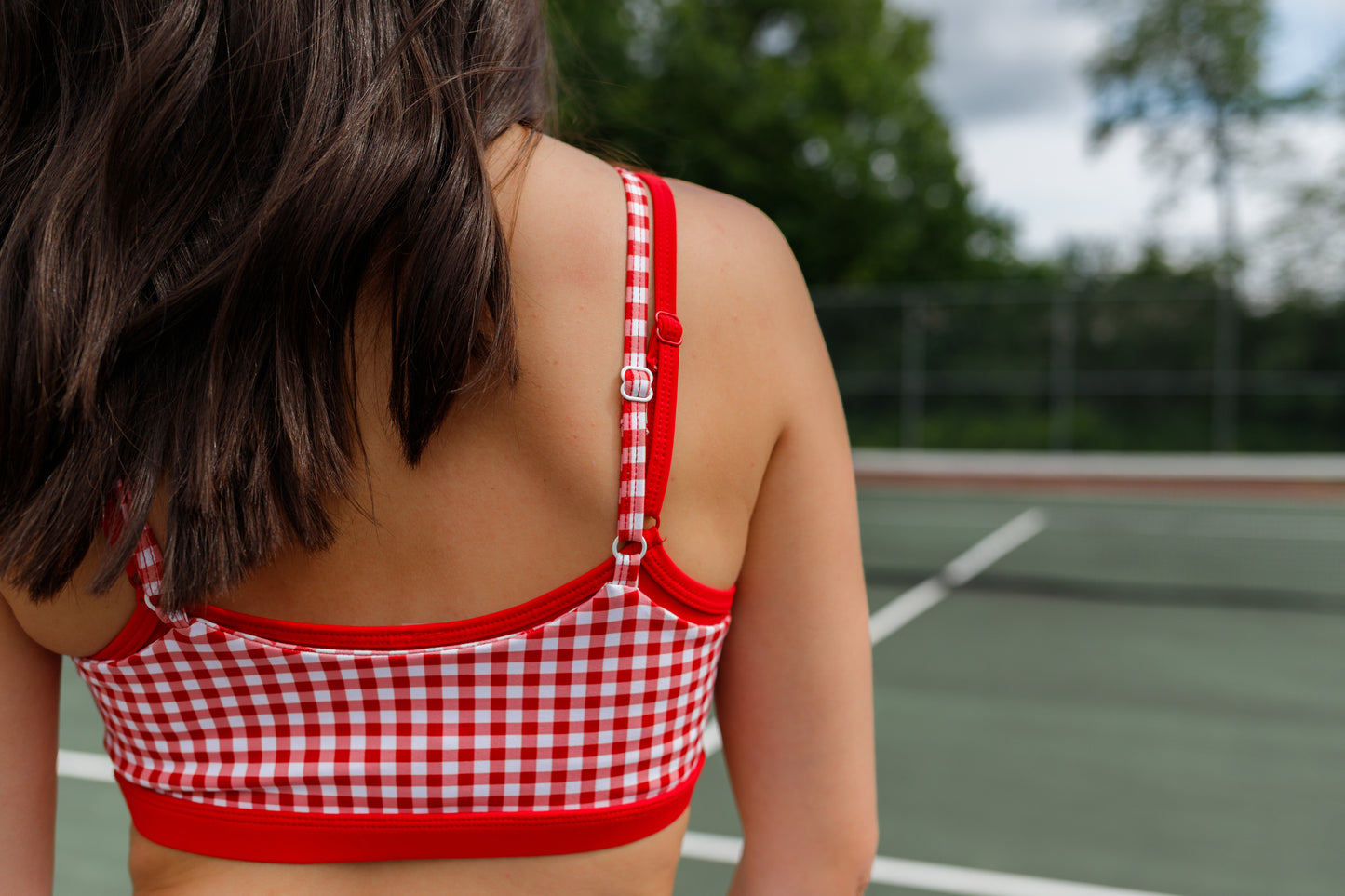 Double Layer Sports Bra – Red Gingham