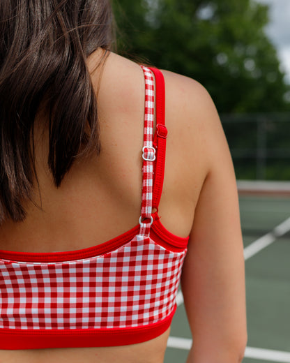 Double Layer Sports Bra – Red Gingham