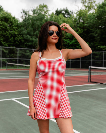 Layered Athletic Dress – Red Gingham