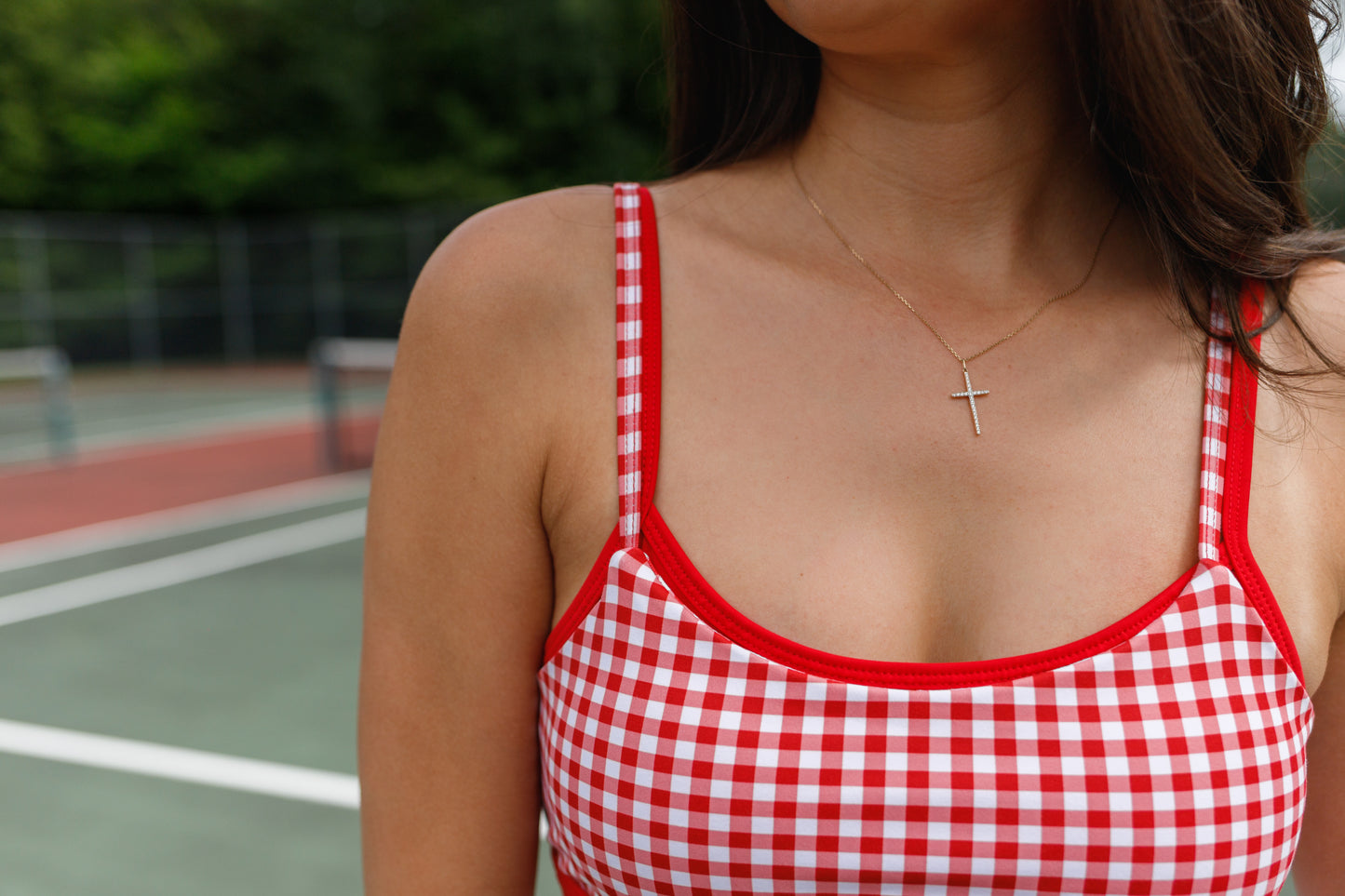 Double Layer Sports Bra – Red Gingham