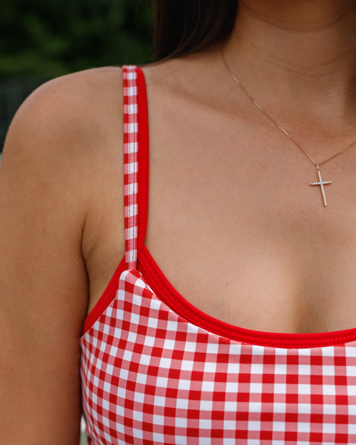 Double Layer Sports Bra – Red Gingham