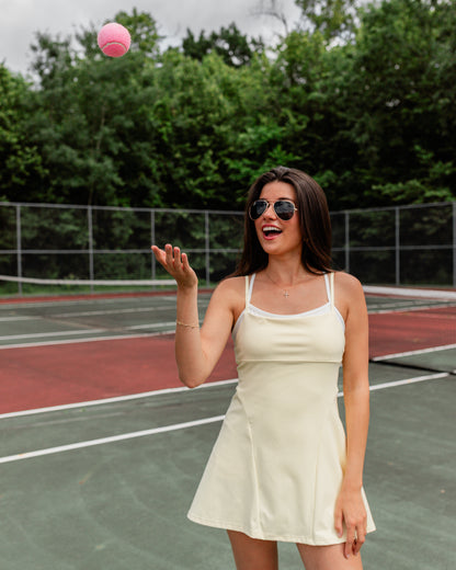 Layered Athletic Dress – Lemon/White