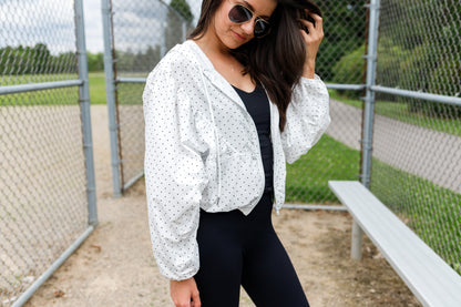 Polka Dot Windbreaker Jacket – Black/White